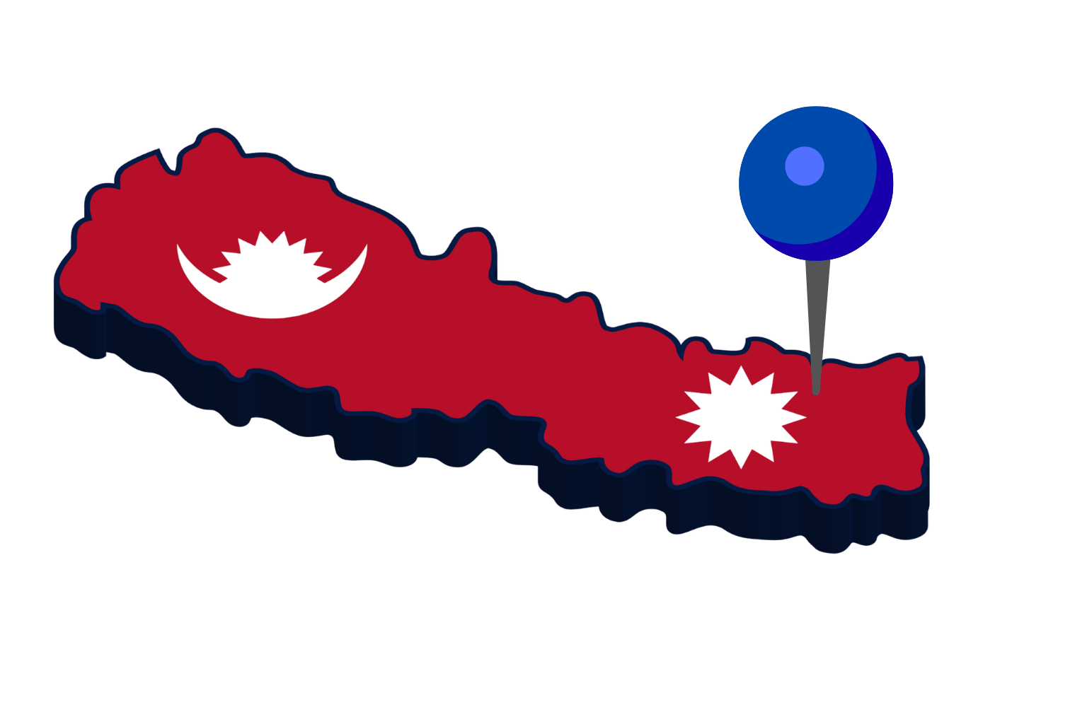 Nepal map with Makalu